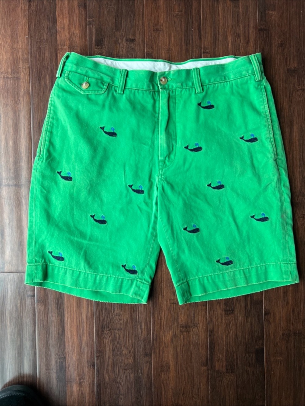 Polo Ralph Lauren Chino Shorts Preppy Embroidered WHALES Golf Men's Sz 33 Green